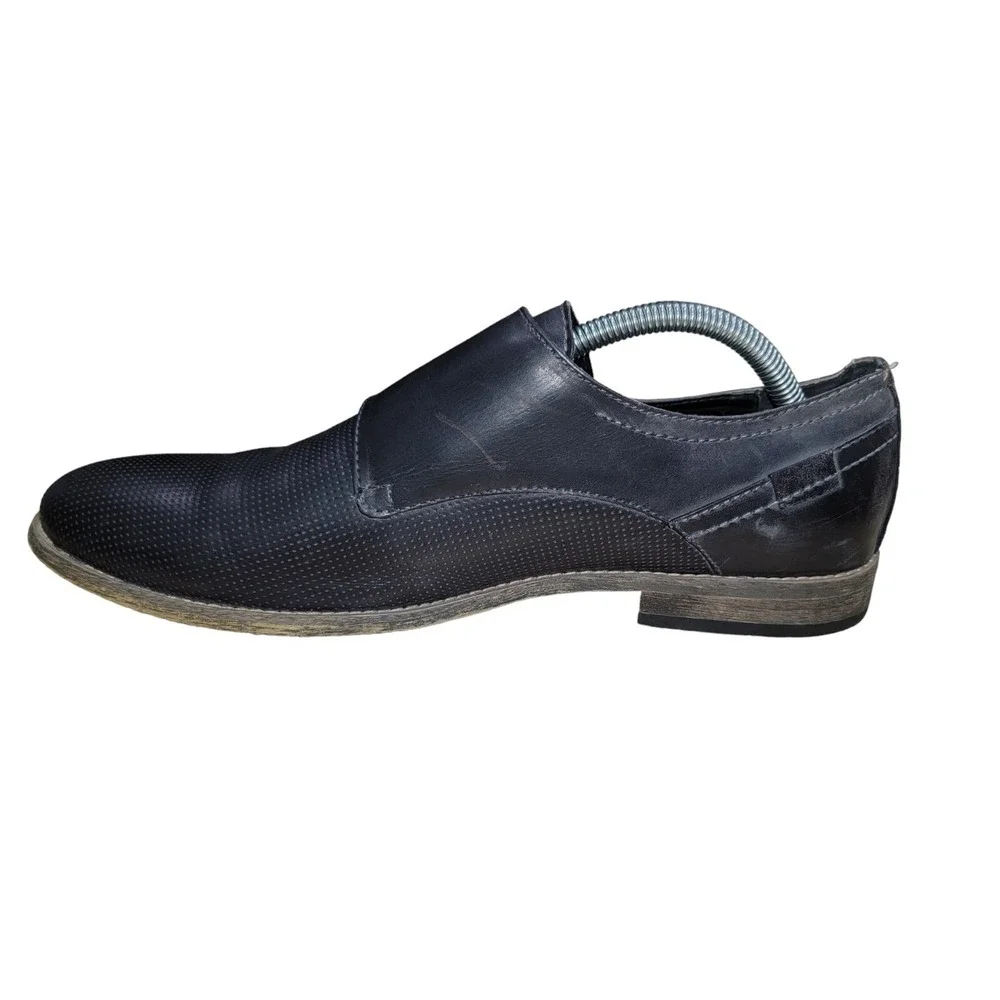 Kenneth Cole Reaction Pin Ball Leather Black‎ Double Monk Strap Shoes Size 10 M